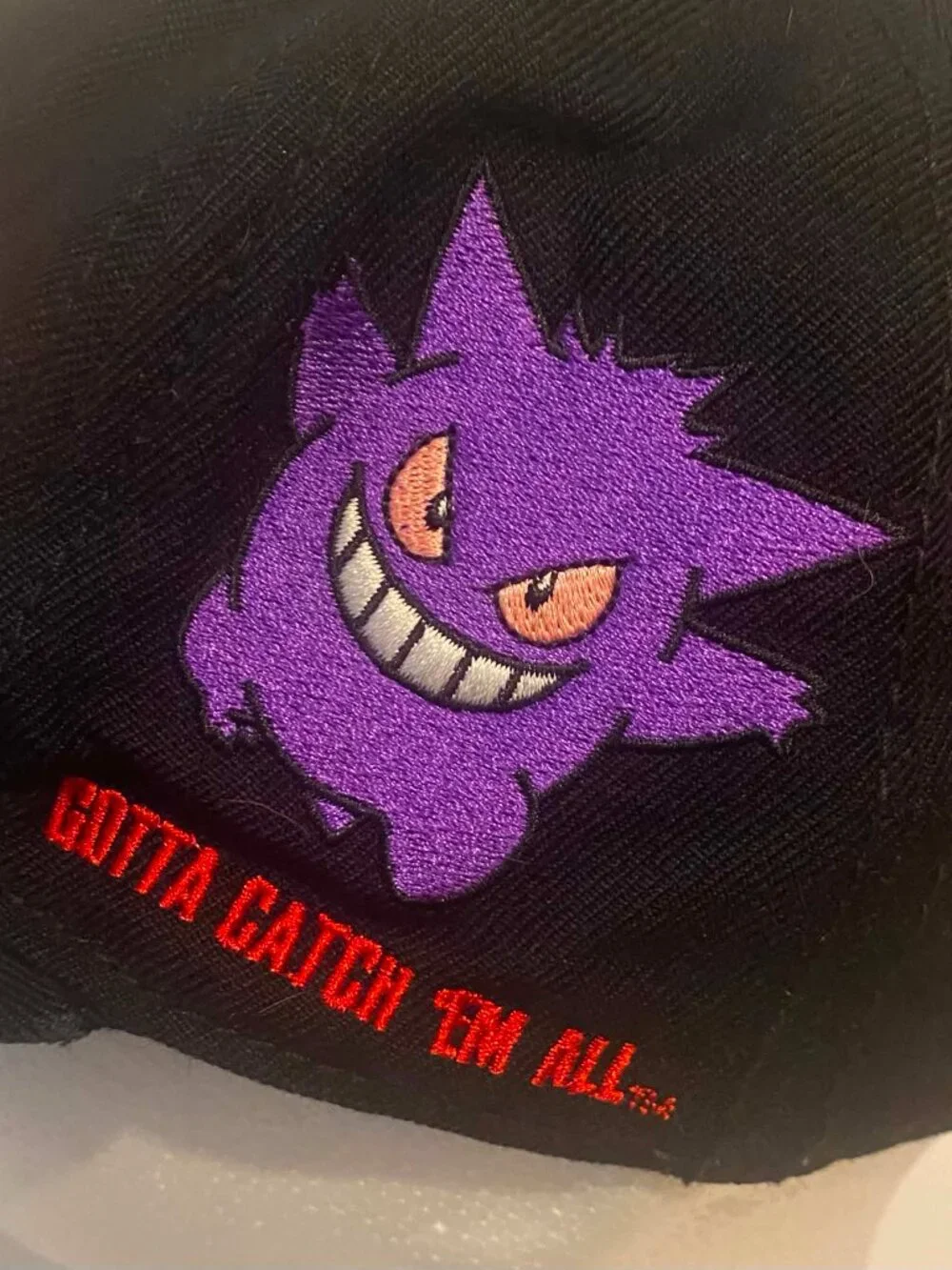 Pokemon Trainer Snapback Cap Black Pikachu Gengar Meowth Embroidered One Size